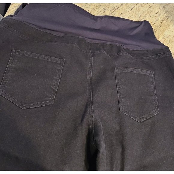 Time and Tru Women L & XL Maternity Black Denim Stretch Skinny Jeans Full Panel - Picture 5 of 10